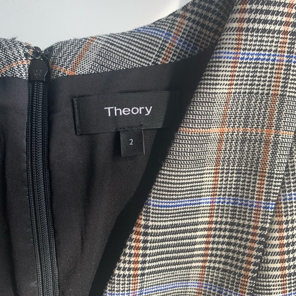 Theory Plaid Wool Sheath Dress Size 2 XS/S Work - Picture 3 of 6